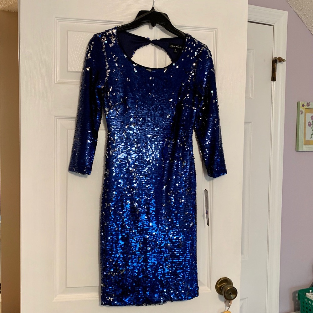 Royal Blue Flip Sequin Cocktail Dress - Size 0